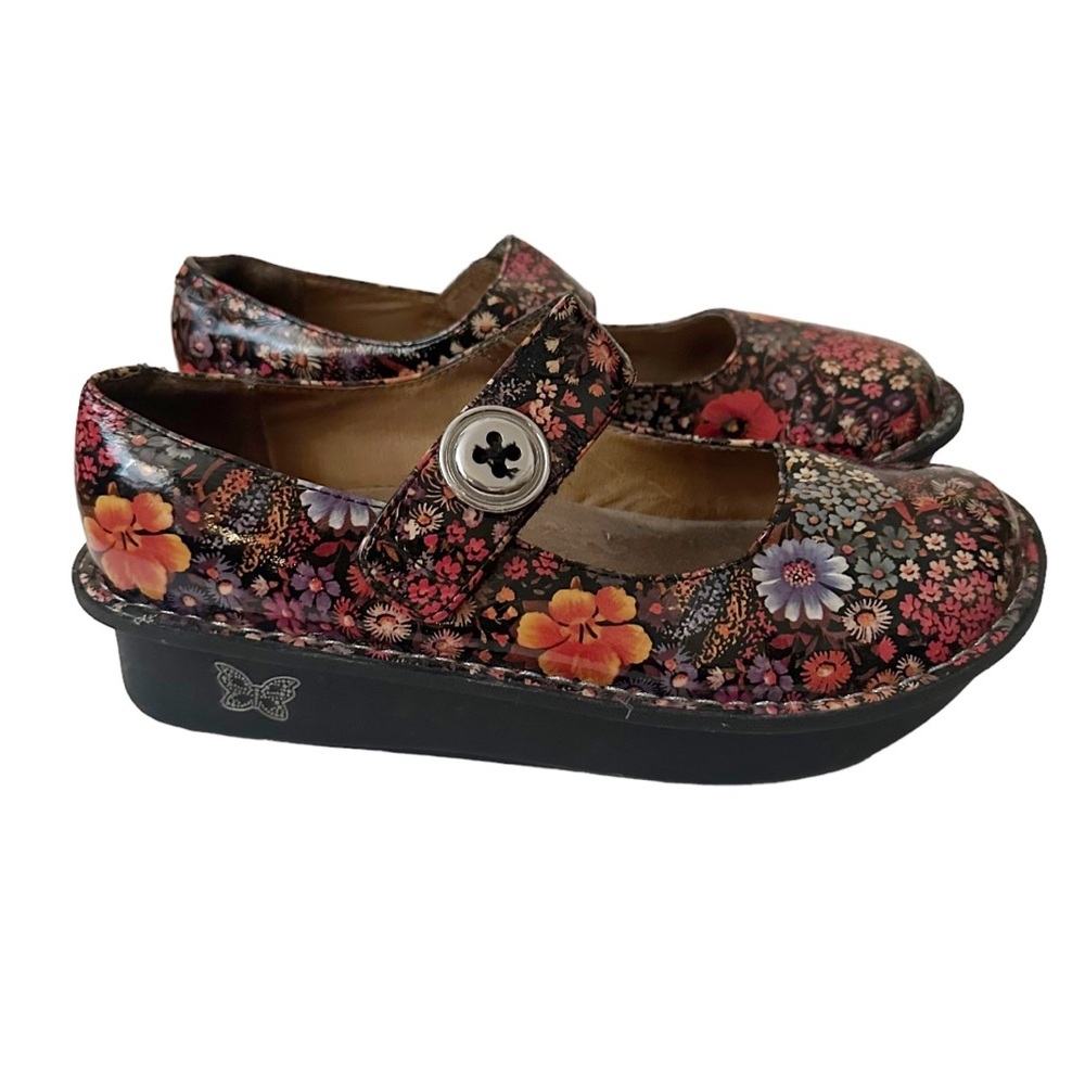 Alegria Floral Mary Jane Clogs in Black Multicolor